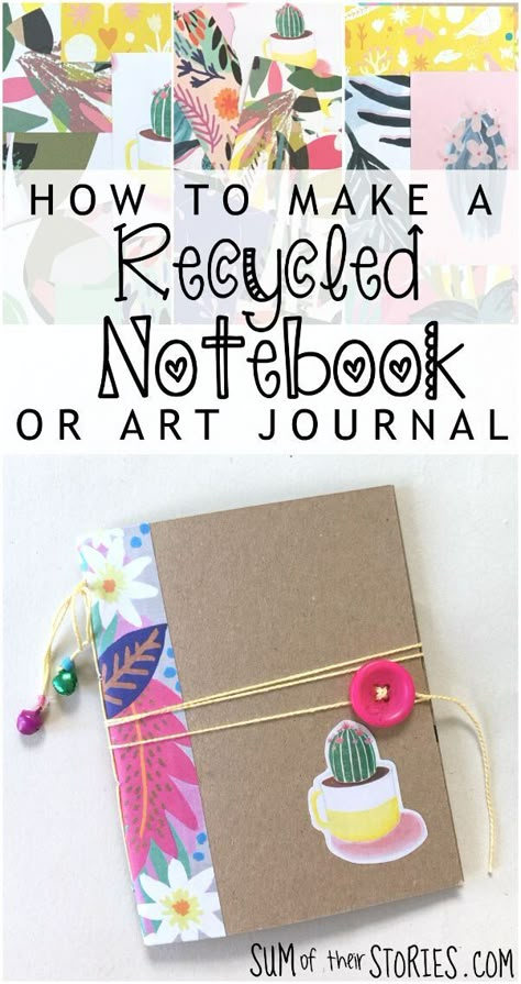 How to make a Recycled Notebook or Art Journal Making A Journal Diy, Notebook Making Ideas, How To Make A Notebook Out Of Paper, How To Make Notebook, How To Make A Journal Book Diy, Journal Decoration Ideas Cover, How To Make A Journal, How To Make Notebooks, Garden Journals