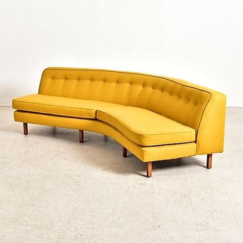 Curvy Couch, Curved Colorful Sofa, 70s Corner Sofa, Yellow Curved Sofa, Orange Curved Sofa, Midcentury Sofa 60', Family Room Decorating, Curved Sofa, Future House