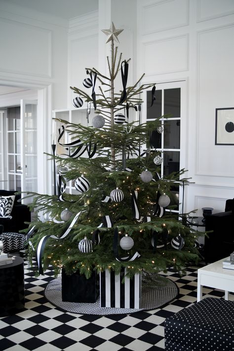 50 Magical Christmas Tree Ideas Monochromatic Christmas Tree, Glamorous Christmas Tree, Orange Christmas Tree, Black And White Christmas Tree, Fashion Christmas Tree, Trending Christmas, Disney Christmas Tree, Luxury Christmas Tree, Tinsel Christmas Tree