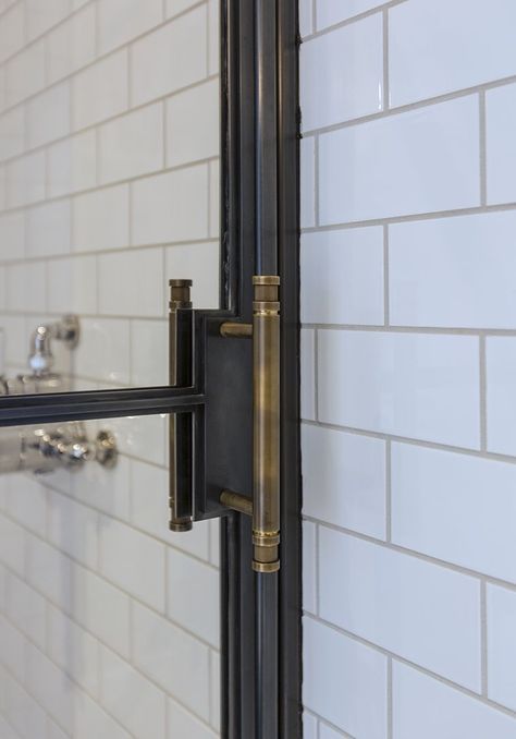 The Frankford Shower Door - Amuneal: Magnetic Shielding & Custom Fabrication Factory Windows, Vintage Factory, Bronze Door, Boho Tropical, Interior Minimalista, Bathroom Decorating, Blackened Steel, Home Luxury, Butler Pantry