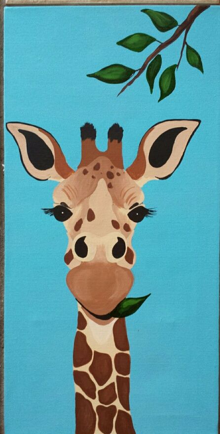 12" X 24" Whimsical Giraffe. Acrylic on Canvas. SOLD Cartoon Giraffe Painting, Easy Paintings Of Animals, Acrylic Giraffe Painting, Simple Giraffe Painting, 12x24 Canvas Painting Ideas, Big Easy Paintings, Easy Animal Paintings For Beginners, Acrylic Painting Canvas Easy Simple, Giraffe Painting Easy