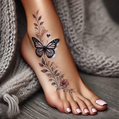 Ladies Arm Tattoo Ideas, Ankle Tattoos For Women, Hand And Finger Tattoos, Butterfly Tattoos For Women, Foot Tattoos For Women, Tattoos For Women Flowers, Tasteful Tattoos, Tattoos For Black Skin, Hand Tattoos For Women