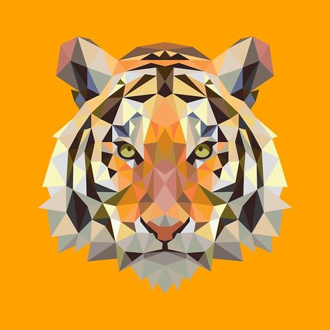 "Geometric Tiger" by EsotericExposal | Redbubble Geometric Panda, Geometric Tiger, Geometric Lion, Geometric Wolf, Geometric Dog, Geometric Cat, Polygon Art, Tiger Painting, Low Poly Art