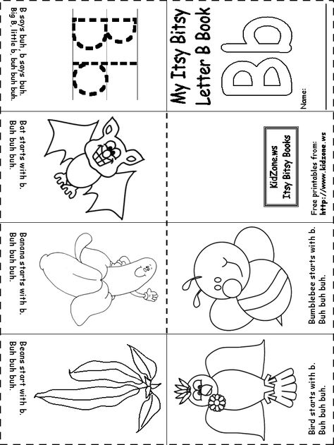 about a 2''x3'' itzy bitzy b book. all other letters on this site too... so cute. B Activities, Preschool Letter B, Letter B Worksheets, The Letter B, Preschool Literacy, Preschool Letters, Book Letters, School Worksheets, Alphabet Preschool