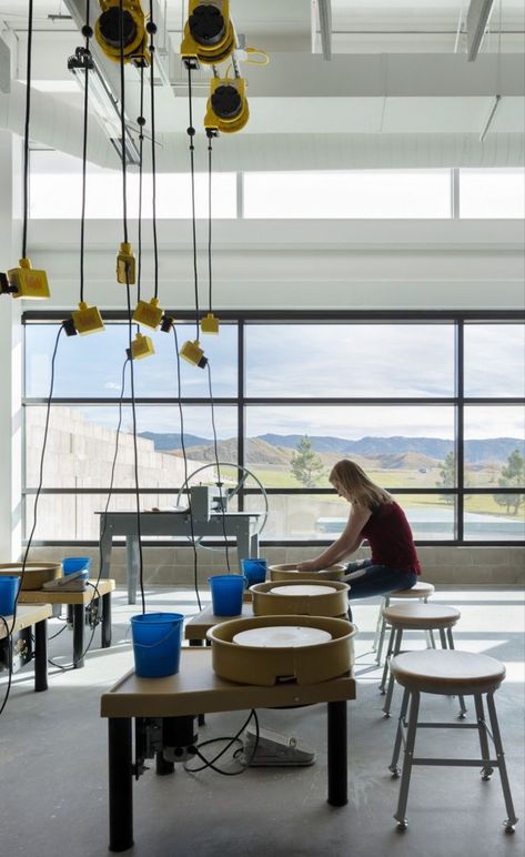 Workshop Space Design, Roosevelt High School, Casper Wyoming, Laboratory Design, Innovation Center, Factory Architecture, High School Education, Innovation Centre, Learning Spaces