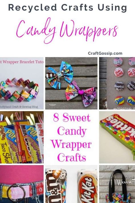 Candy Wrapper Crafts, Diy Candy Wrappers, Wrappers Diy, Sweet Wrappers, Old Candy, Sweet Paper, Candy Wrapper, Candy Crafts, Quick Crafts