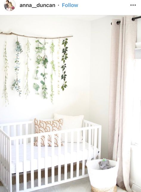 Simple Floral Nursery, Floral Nursery Theme, Greenery Nursery, Boho Baby Nursery, Boho Baby Room, Greenery Wall, Baby Nursery Themes, Toddler Girl Room, Nursery Room Design