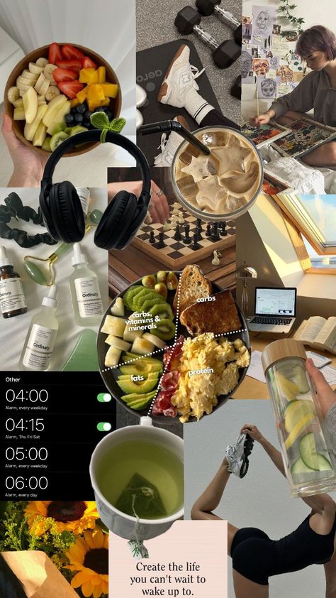 Self improvement, love yourself, healthy habits, healthy lifestyle aesthetics Healthy And Productive Lifestyle, Healthy Life Moodboard, Healthy Asthetic Life, Healthy Lifestyle Aesthetics, Healthy Diet Motivation, 2025 Healthy Lifestyle, Healthy Era Aesthetic, Healthy Food Collage, Healthy Life Vision Board