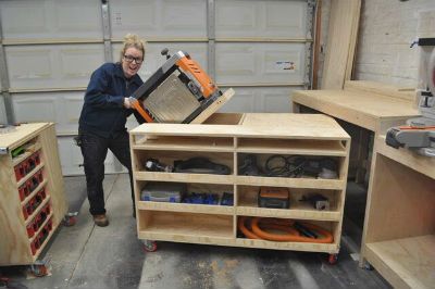 Sadie Mae John | Women in Woodworking Flip Top Workbench, Modern Dog Houses, Workbench Designs, Diy Workbench, Workbench Plans, Building Tips, Bench Plans, Diy Building, Built In Bench