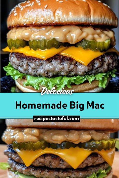 Enjoy a classic fast-food favorite at home with this Homemade Big Mac recipe. Featuring juicy beef patties, a tangy special sauce, and all the traditional fixings, this burger is sure to satisfy your cravings. Big Mac Recipe, Mac Burger, Best Homemade Burgers, Homemade Big Mac, Big Mac Sauce, Traditional Thanksgiving Recipes, Mac Sauce, Easy Thanksgiving Recipes, Beef Patties