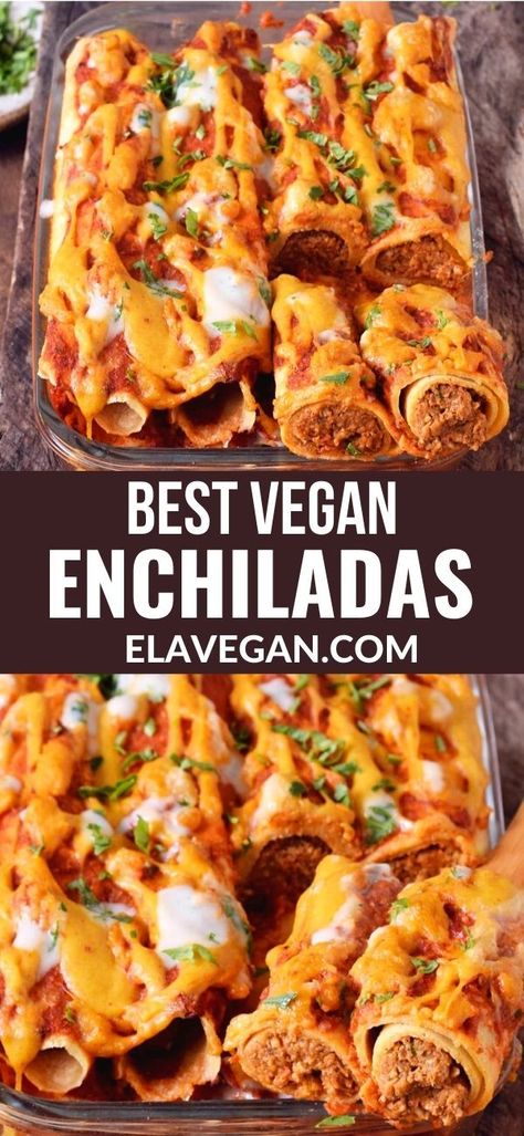 Lentil Enchiladas, Vegan Enchiladas, Resep Diet, Vegan Main Dishes, Lentil Recipes, Vegan Meals, Vegan Cooking, Vegan Dinner Recipes, Vegan Foods