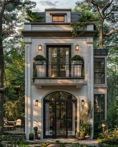 Small Balcony Ideas, Studio Apartment Decorating, Beautiful Houses, House Exteriors, Dream House Exterior, Home Exteriors, Exterior House Colors, Small Balcony, Small House Design