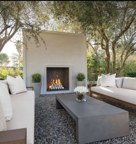 Outdoor Fireplace Designs, Backyard Fireplace, Home Design Inspiration, Backyard Remodel, Backyard Inspo, Outdoor Living Room, Home Design Ideas, Outdoor Backyard, Dream Backyard