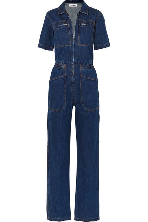 Denim Jumpsuit Outfit, Blue Jeans Outfits, Chambray Pants, Denim Jumpsuits, Blue Jean Outfits, Spring Denim, Denim Maxi Dress, Custom Jeans, Denim Outfits