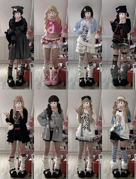 Y2k Fashion Cute, Harajuku Y2k Fashion, Grunge Harajuku Fashion, Harajuku Style Outfits, Japanese Fashion Aesthetic, Harajuku Fashion Aesthetic, J Fashion Harajuku, Harajuku Outfit, Gyaru Outfit