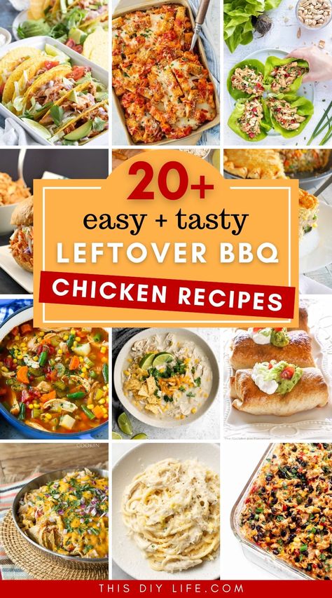 These easy leftover BBQ chicken recipes will transform your extra rotisserie chicken into mouth-watering dishes like soups, salads, casseroles, and more. Discover simple and tasty recipes, including Mexican-inspired meals and sandwiches, and never waste leftover rotisserie chicken again. Leftover Bbq Chicken Recipes, Leftover Bbq Chicken, Chicken Rotisserie, Quick Chicken Dinner, Lemon Chicken Pasta, Delicious Chicken Salad, Leftover Rotisserie, Buffalo Chicken Sandwiches, Bbq Chicken Salad