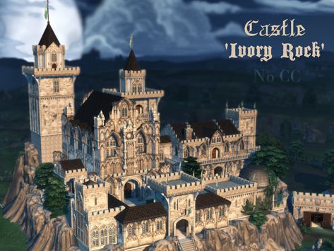 The Sims Resource - Castle 'Ivory Rock' Castles Sims 4, Sims 4 Castle Download, Fantasy Castle Layout, Sims 4 Medieval Castle, Sims4 Castle, Sims 4 Cc Castle, Sims 4 Castle Build, Sims 4 Estate, Sims 4 Castle Cc