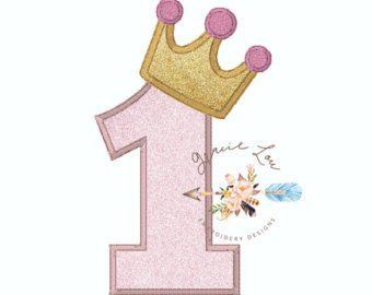 First Birthday Embroidery, Crown Embroidery Design, Birthday Embroidery, Crown Embroidery, Birthday Party Princess, 1st Birthday Party Decorations, Birthday Party Stickers, Happy Birthday Wallpaper, Mickey Mouse Art