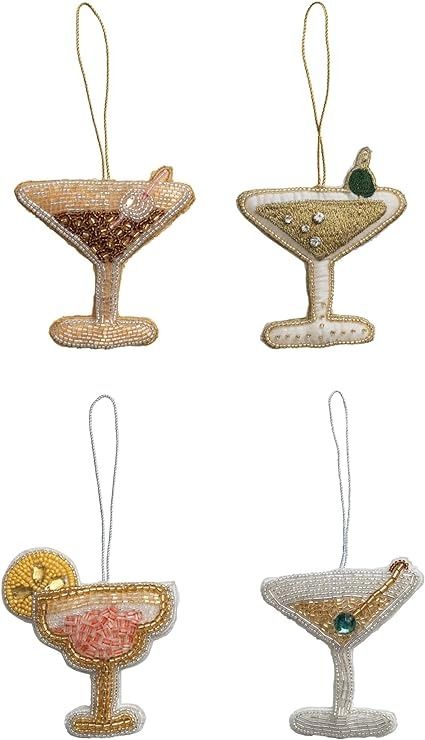 Amazon.com: Creative Co-Op Beaded Fabric Cocktail Ornament, Multicolor, Set of 4 Styles : Home & Kitchen Cocktail Party Decor, Pearl Onions, Beaded Fabric, Green Cherries, Pink Martini, Buy Bead, Cork Crafts, Creative Co Op, Crafts Christmas