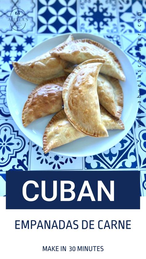 Cuban Beef Empanadas are a staple at any Cuban window you pull up to in the greater Miami area. With the help of frozen empanada dough, you can take leftovers from taking up room in the fridge into something delicious and totally new. They make the perfect grab and go snacks, or pack them right into lunch boxes. Cuban Beef Empanadas Recipe, Cuban Empanadas Recipe, Recipe For Empanadas, Cuban Empanadas, Grab And Go Snacks, Cuban Beef, Empanada Discs, Cuban Desserts, Beef Empanadas Recipe