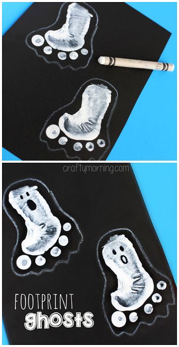 Footprint Ghost Craft - Cute Halloween craft for kids to make! | CraftyMorning.com #halloween #kidscraft #preschool Footprint Ghost, Halloween Crafts For Kids To Make, Ghost Craft, Ghost Crafts, October Crafts, Halloween Preschool, Daycare Crafts, Fall Crafts For Kids, Halloween Craft