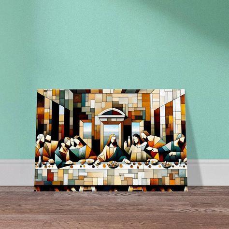 Last Supper Painting, The Last Supper Painting, Cubist Art, Oil Painting Canvas, The Last Supper, Last Supper, Etsy Art, Modern Art Prints, Painting Canvas