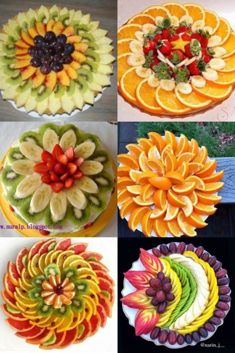 Salad Decoration Ideas Vegetables, Creative Fruit Tray Ideas, Summer Fruit Platter, Fruit Tray Designs, Fruit Platter Ideas, Fruit Presentation, Fruit Buffet, Holiday Entertaining Food, Deco Fruit