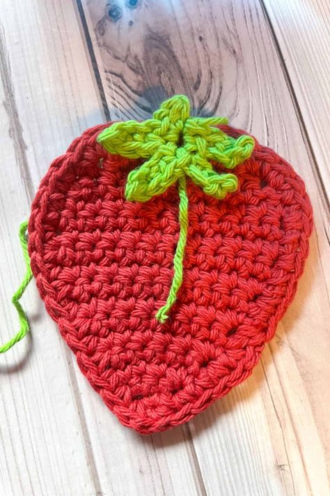 Crochet Strawberry Coaster Pattern - thecaffeinatedsnail.com Crochet Strawberry Coaster, Cute Crochet Strawberry, Strawberry Coaster, Fruit Coasters, Crochet Strawberry, Coaster Pattern, Different Crafts, Crochet Coaster Pattern, How To Make Coasters