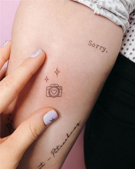 The Art of Travel: Exploring the World of World Traveler Tattoos Camera Tattoo Design, Camera Tattoos, Petit Tattoo, Tattoos For Girls, Camera Tattoo, Small Girl Tattoos, Cute Small Tattoos, Arm Tattoos For Women, Subtle Tattoos