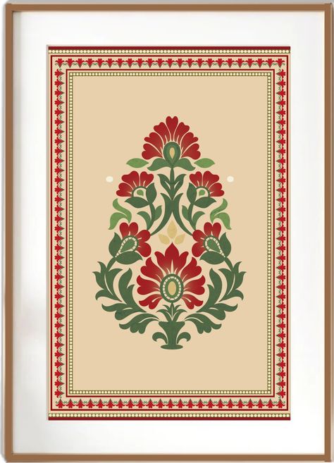 Traditional Indian Prints, Indian Folk Art Painting, Wooden Shelf Unit, Native American Drawing, Pakistani Art, Folk Art Floral, Pichwai Painting, Mughal Art Paintings, Mughal Art