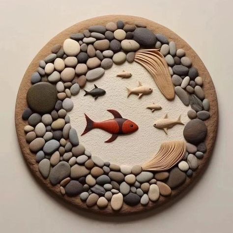 Portrait Art with Rocks. - Best Out of Waste Rock And Stone, Waste Art, Stone Pictures Pebble Art, Driftwood Art Diy, Stone Wall Art, Pebble Art Family, Diy Rock Art, Deco Nature, Rock Painting Designs