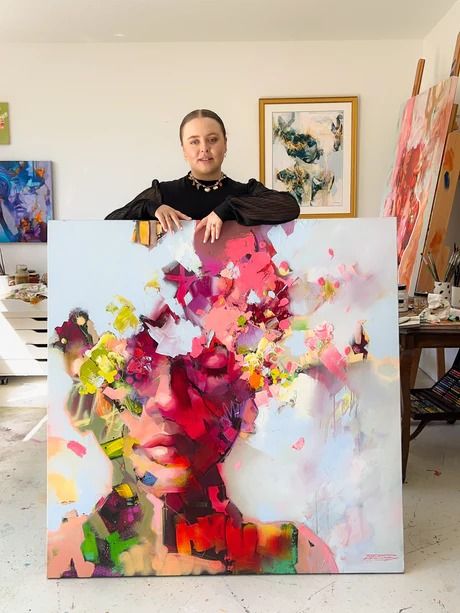 Collect The Original – Tahlia Stanton Talia Stanton Art, Tahlia Stanton Art, Thalia Stanton, Different Painting Styles, Portrait Abstract Painting, Buddhist Art Drawing, Abstract Expressionist Art, Abstract Portrait Painting, Abstract Flower Art