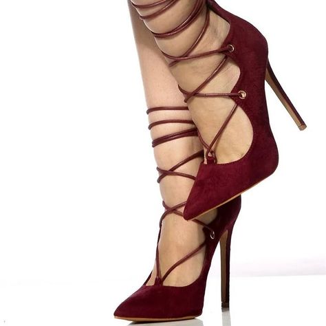 Make a fierce fashion statement with our Red Strappy Stiletto Heels collection! These heels are designed to turn heads, featuring a striking red color that symbolizes confidence and power. The intricate strappy design adds a touch of glamour and sophistication, making these heels perfect for any occasion where you want to make an impact. Maroon Heels, Pencil Heels, Burgundy Heels, Strappy Pumps, Heels Dress, Strappy Stilettos, Pumps Heels Stilettos, Heel Pumps, Dress And Heels