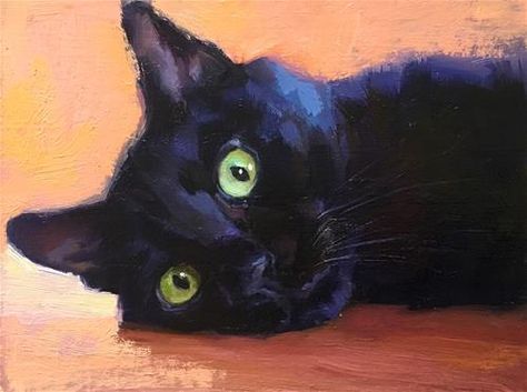 Daily Paintworks - "Blackcat33" - Original Fine Art for Sale - © Katya Minkina Black Cat Oil, Katya Minkina, Cat Oil Painting, Black Cat Painting, Black Cat Art, Cat Artwork, Cat Portraits, Cat Painting, Black Beauty