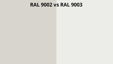 Comparison RAL 9002 vs RAL 9003 side by side Ral Colours Grey, Ral Colour Chart, Ral Color Chart, Home Design Plan, Colour Chart, Ral Colours, Scandinavian Interior, Interior Projects, Side By Side