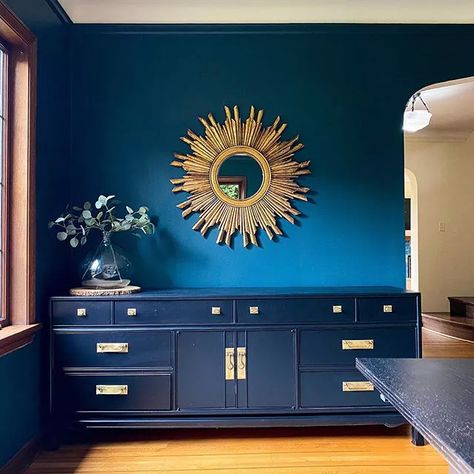 Benjamin Moore Navy, Navy Paint Color, Navy Paint Colors, Royal Blue Walls, Navy Blue Paint Colors, Navy Blue Paint, Porter Paint, Masterpieces Painting, Navy Paint