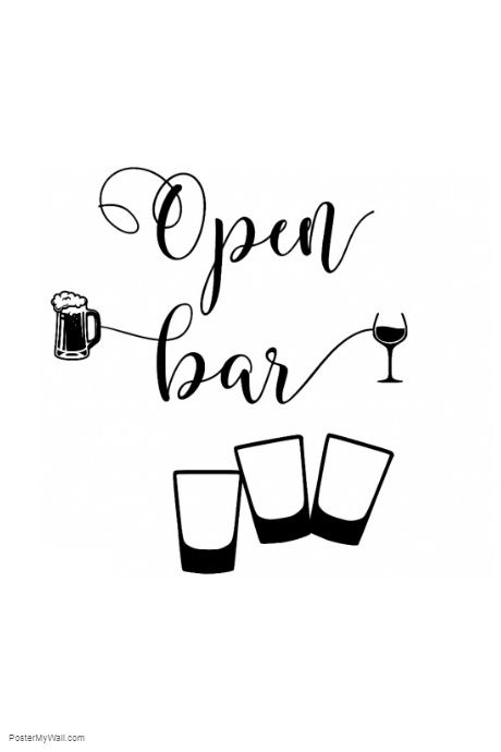 Bar Signs Diy, Bar Printables, Wedding Open Bar, Open Bar Wedding, Open Bar Sign, Wedding Sign Ideas, Bar Artwork, Cholo Style, Closed Signs