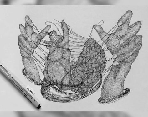 Brain and heart fight! Battle Between Heart And Mind Art, Brain Heart Drawing, Heart And Brain Drawing, Brain Drawing Easy, Brain And Heart Drawing, Heart And Brain Art, Brain Artwork, Anatomical Heart Drawing, Drawings With Meaning