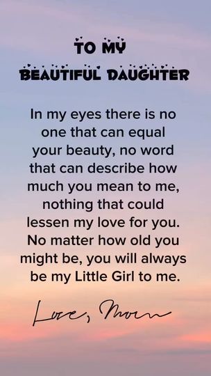 2.4M views · 26K reactions | Love my beautiful daughter 💝 #daughter #loveislove #lovequotes #mom #motherslove #foryou #relationships #inspirationalquotes #motivationalquote #fypシ | Saluvu inspiration | Love Quotes & Stories · Original audio Love You Mom Quotes From Daughter, Quotes For Daughters From Mothers Short, My Beautiful Daughter Quotes, Mother Daughter Quotes Love, Adult Daughter Birthday Quotes From Mom, My First Born Daughter Quotes, Mother Daughter Quotes Meaningful, Beautiful Daughter Quotes, Strong Daughter Quotes