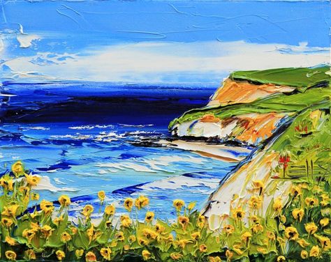 California Wildflowers, Santa Cruz Mountains, California Landscape, 5 Image, High School Art, Love Painting, Art Oil, Northern California, Acrylic Art