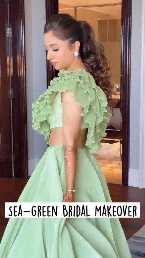 Sea-Green Bridal Makeover | Party wear indian dresses, Indian wedding dress modern, Indian wedding outfits Indian Wedding Dress Modern, Makeover Party, Dresses Indian Wedding, Bridal Makeover, Bridal Dress Fashion, Indian Gowns Dresses, Sleeves Designs For Dresses, Beautiful Dress Designs, Indian Bridal Outfits