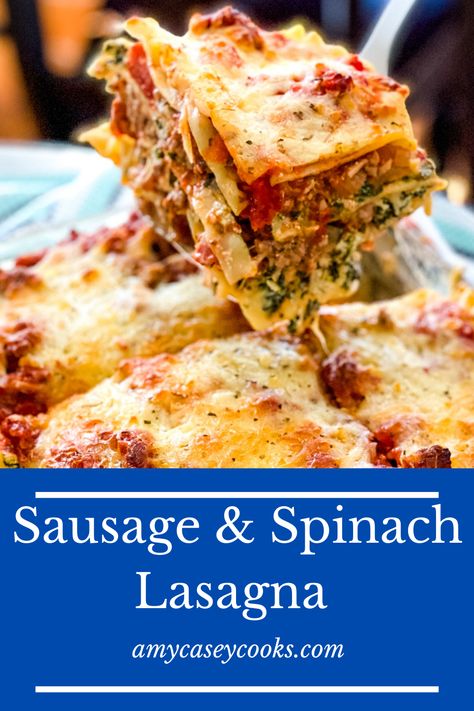 Sausage And Mash Lasagna, Sausage And Spinach Lasagna Recipe, Italian Sausage Lasagna Recipe Ricotta, Lasagna With Ricotta And Spinach, Lasagna Recipe With Vegetables And Meat, Lasagna Recipe Sausage, Pesto Sausage Lasagna, Pesto And Sausage Lasagna, Lasagna With Spinach And Meat