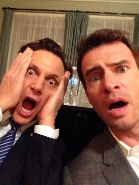 Tony Goldwyn and Scott Foley after reading Scandal season 3 finale - crazy guys! Scandal Tv Series, Scott Foley, Tony Goldwyn, Olivia Pope, Me Tv, New Photos, Best Tv, Season 3, Scandal