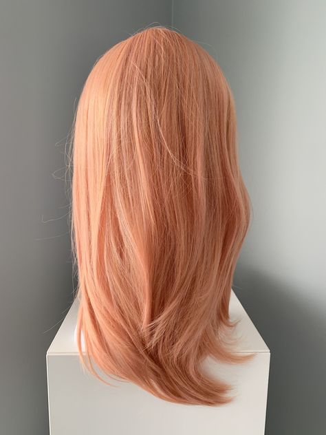 Coral Colored Hair, Peachy Coral Hair, Salmon Hair Color Peach, Coral Hair Color Peaches, Coral Blonde Hair, Orange Peach Hair, Coral Orange Hair, Peach Color Hair, Orange Pink Hair