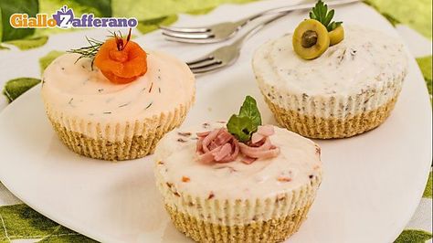 Ricetta Tris di cheesecake salate Savory Cheesecakes, Cheesecake Salata, Savory Cheesecake, Philadelphia Recipes, Cheesecake Mini, Amazing Food Decoration, Savory Appetizer, Finger Food Appetizers, Food Tasting