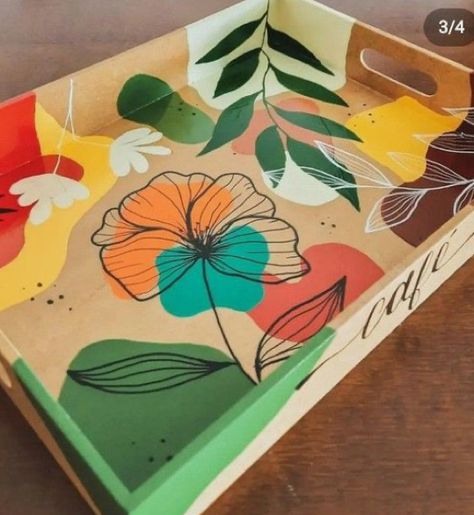 Boho Canvas Art, Boho Art Painting, Origami Projects, Wood Art Diy, Boho Painting, Painted Trays, Pottery Painting Designs, Painted Flower Pots, Soyut Sanat Tabloları