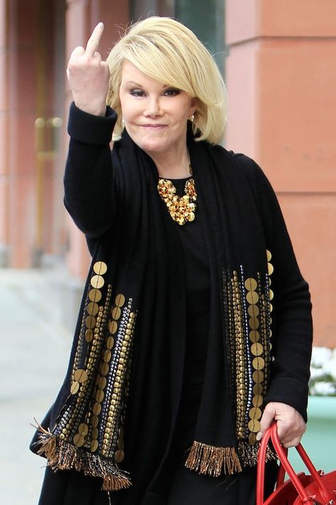 Joan Rivers Funny Lady, The Middle Finger, One Finger, Can We Talk, Classy Lady, Joan Rivers, Women Humor, New Yorker, Favorite Celebrities