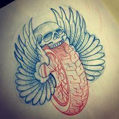 Winged Wheel Tattoo, Biker Tattoo Design, Tattoos Motorcycle, Bikers Tattoo, Chopper Tattoo, Biker Tattoos Designs, Bike Tattoo, Biker Tattoo, Motorcycle Tattoo