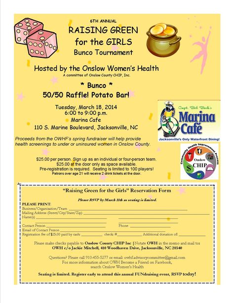 Raising Green for the Girls - bunco FUNdraiser! Bunco Fundraiser Ideas, Basket Raffle, 50 50 Raffle, Bunco Themes, Relay Ideas, Fundraising Letter, Raffle Ideas, Bunco Night, Bunco Game