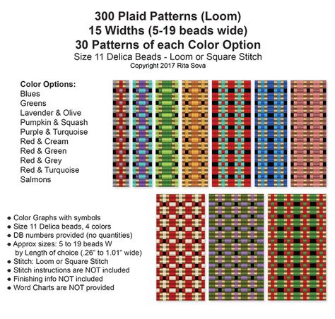 300 Plaid Patterns (Loom) | Bead-Patterns.com Unique Beaded Bracelet, Inkle Loom, Beautiful Beaded Bracelet, Card Weaving, Loom Jewelry, Color Graphing, Bead Organization, Tablet Weaving, Beading Patterns Free